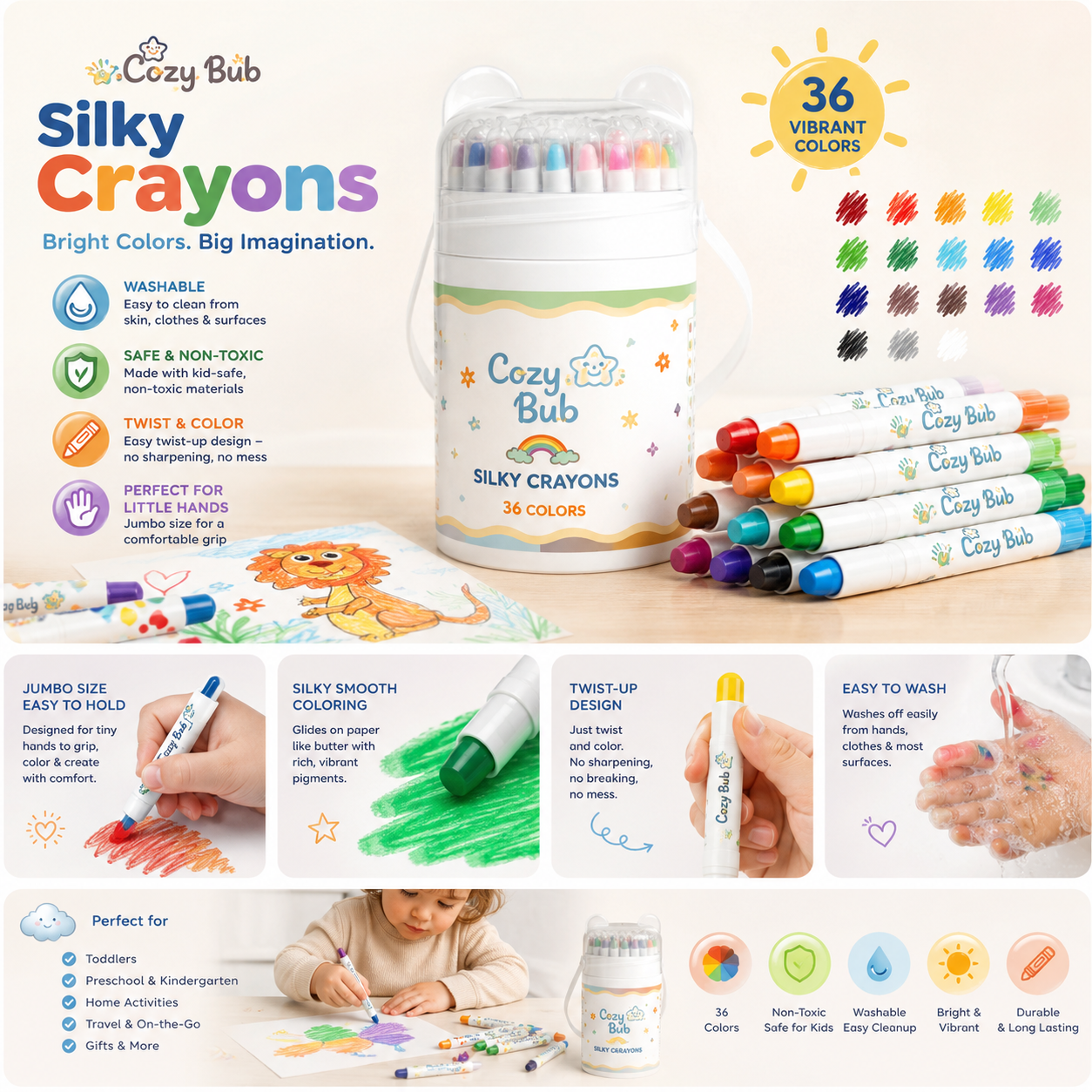 CozyBub™ Washable Twist Crayons