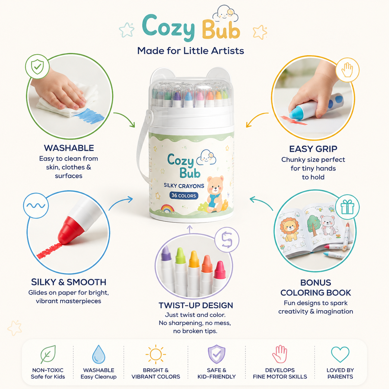 CozyBub™ Washable Twist Crayons
